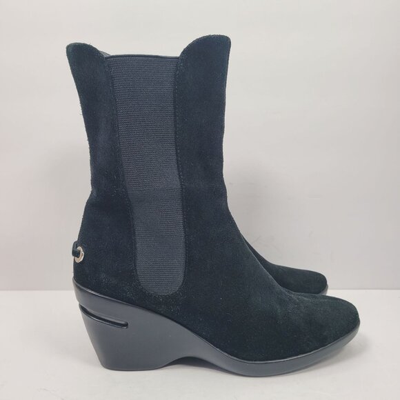Cole Haan Shoes - Cole Haan Nike Air Women's Black Suede Wedge Mid Calf Boots D20630 US Size 6B
